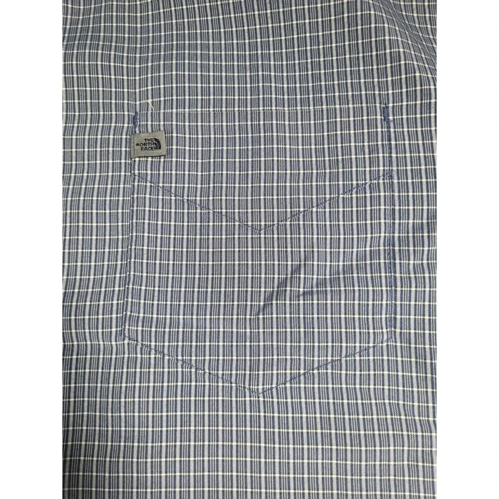 The North Face Shirt Mens Large‎ Blue Check Plaid Button Up Short Sleeve Casual